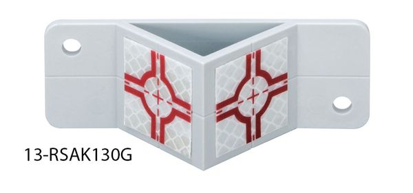 Winkel-Plakette, grau, 2 Reflexzielmarken, 30x30mm