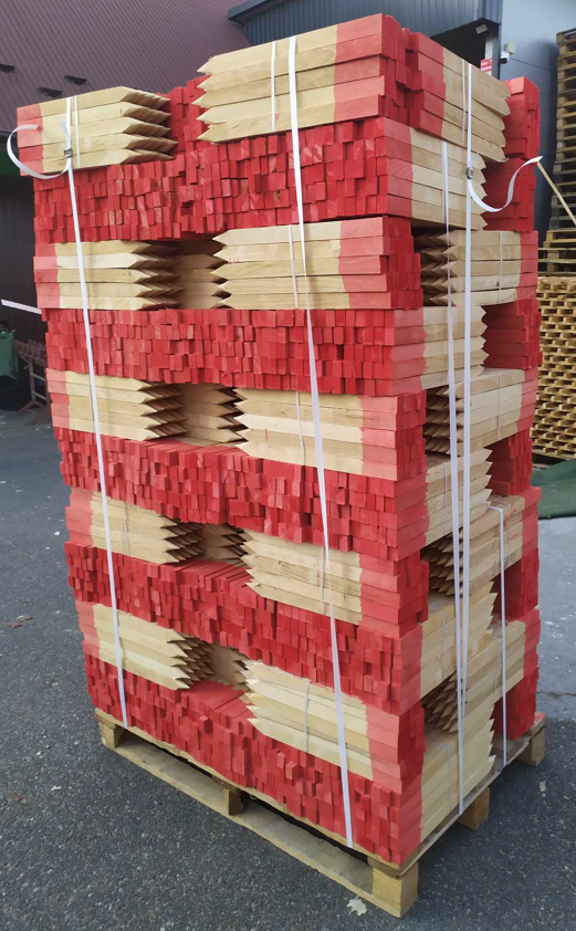 Holzpflock für Vermessung, 80 x 4,5 x 2cm, rot