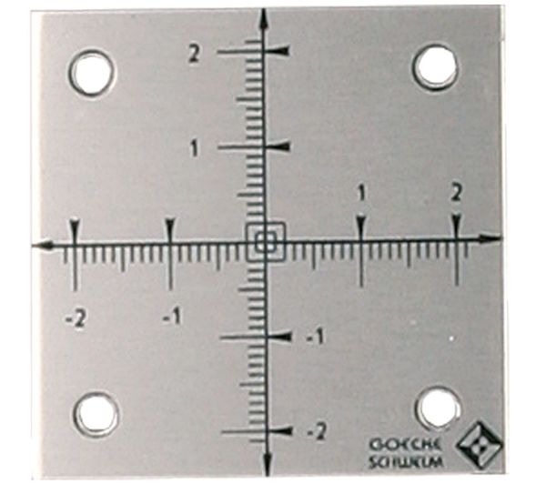 Achsmarke mit Fadenkreuz, Aluminium, 50x50x2mm
