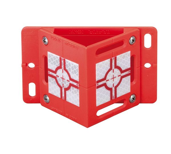 Winkel-Plakette, rot, 2 Reflexzielmarken 40x40mm