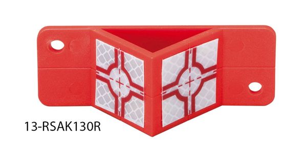 Winkel-Plakette, rot, 2 Reflexzielmarken 30x30mm