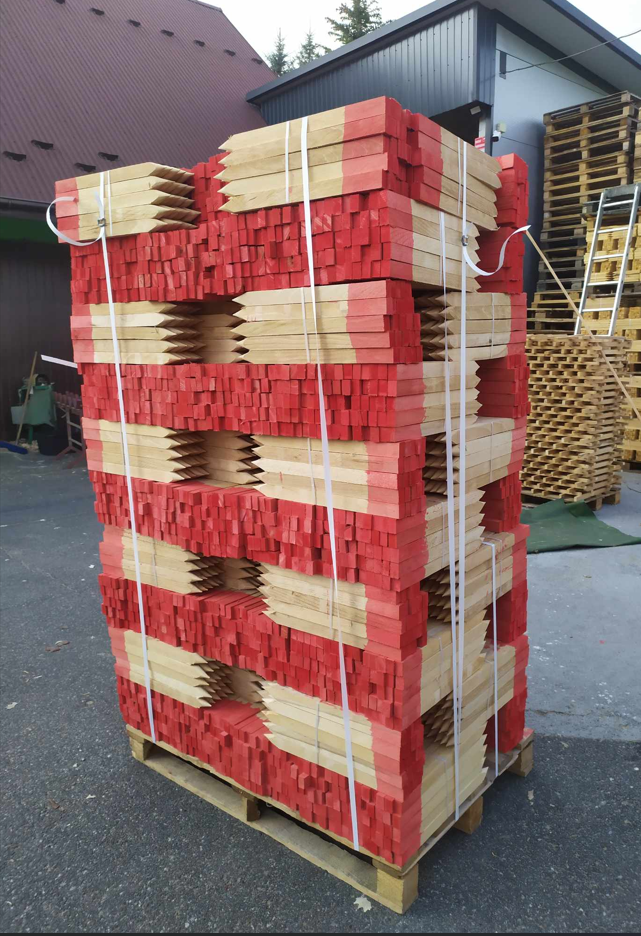 Holzpflock für Vermessung, 80 x 4,5 x 2cm, rot