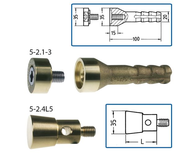 Messkopf, Messing M12, L=50mm