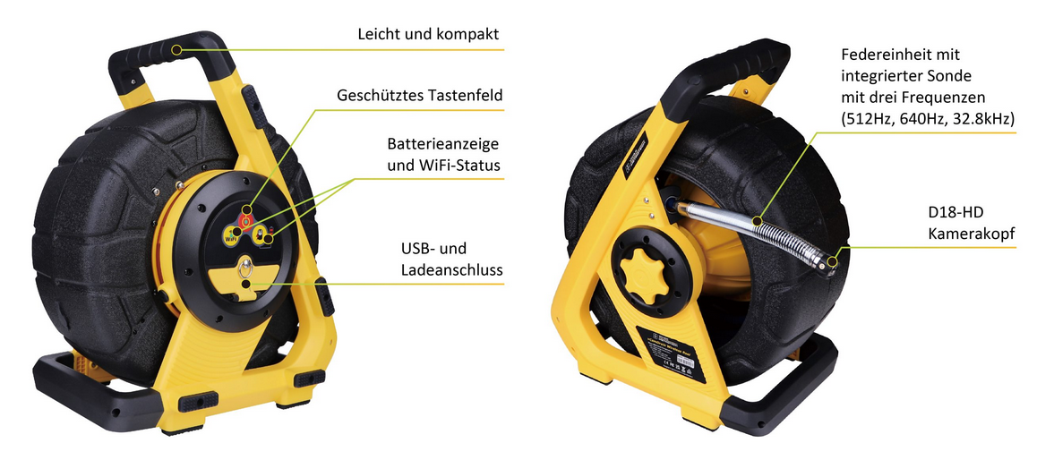Wi-Fi Schiebekamera vCamDrain/20/D18-HD Wi-Fi Schiebekamera vCamDrain/20/D18-HD